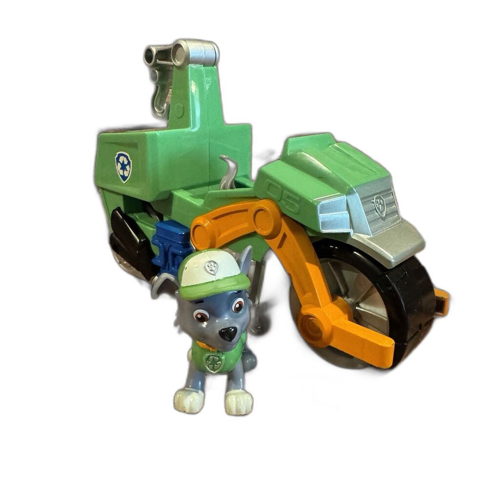 Paw Patrol Rocky Recycling Truck Motorcycle Figure Vehicle Toy Nickelodeon